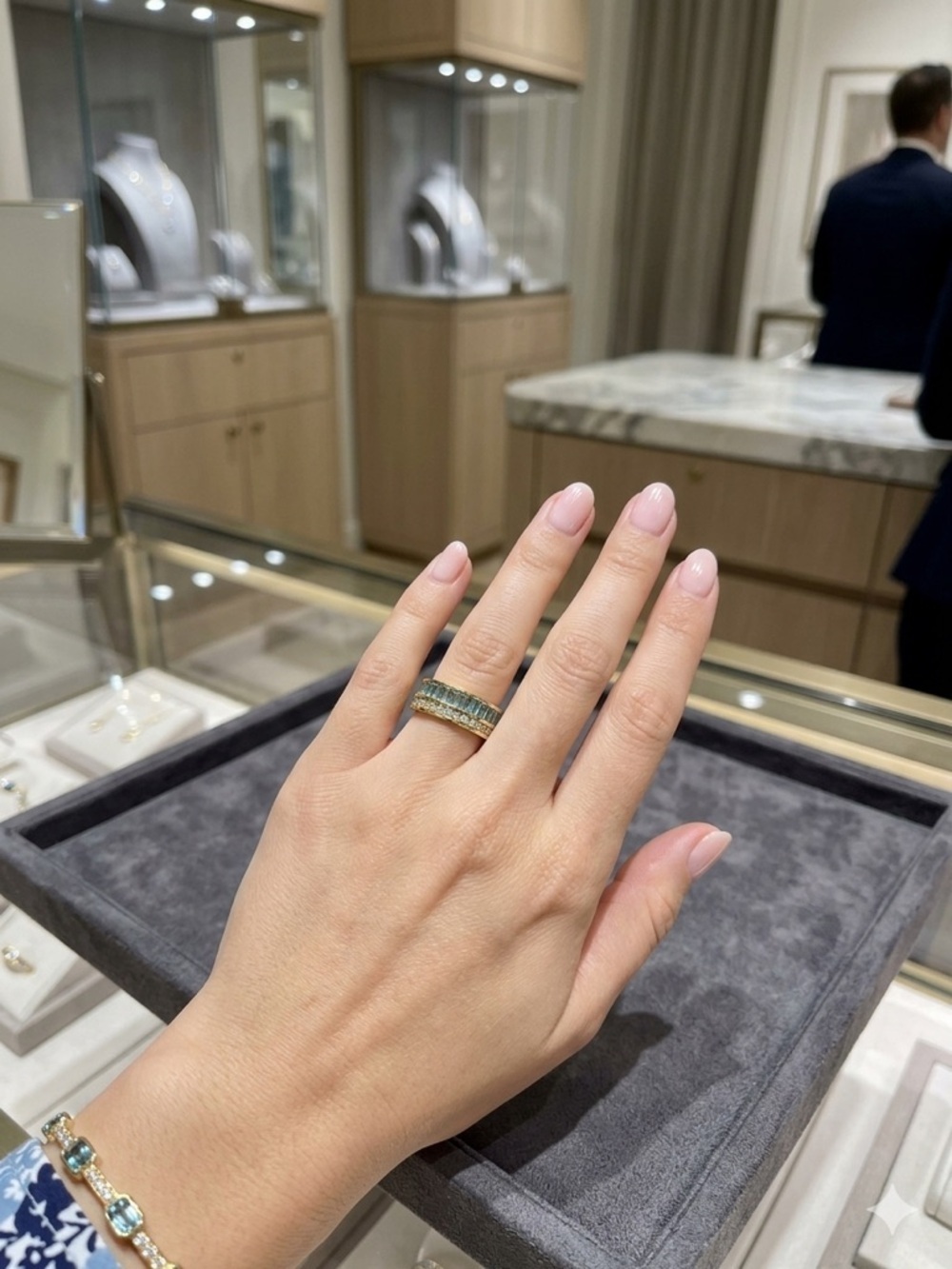 Cleopatra’s Band – Egyptian-Inspired London Blue & White Topaz Gold-Dipped Ring